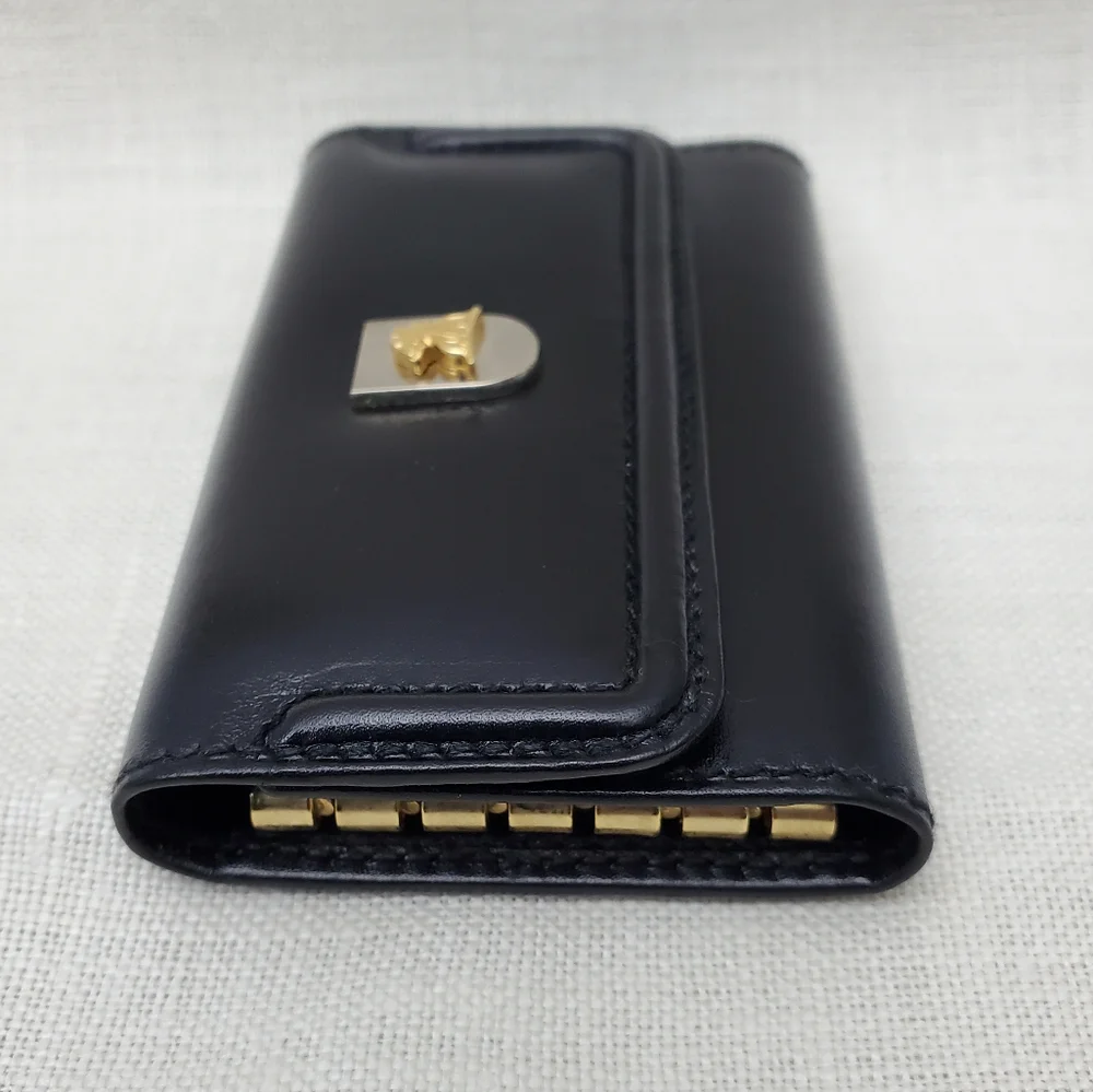 Mark Cross 1845 Leather Key Case Black and Brass Key Holder